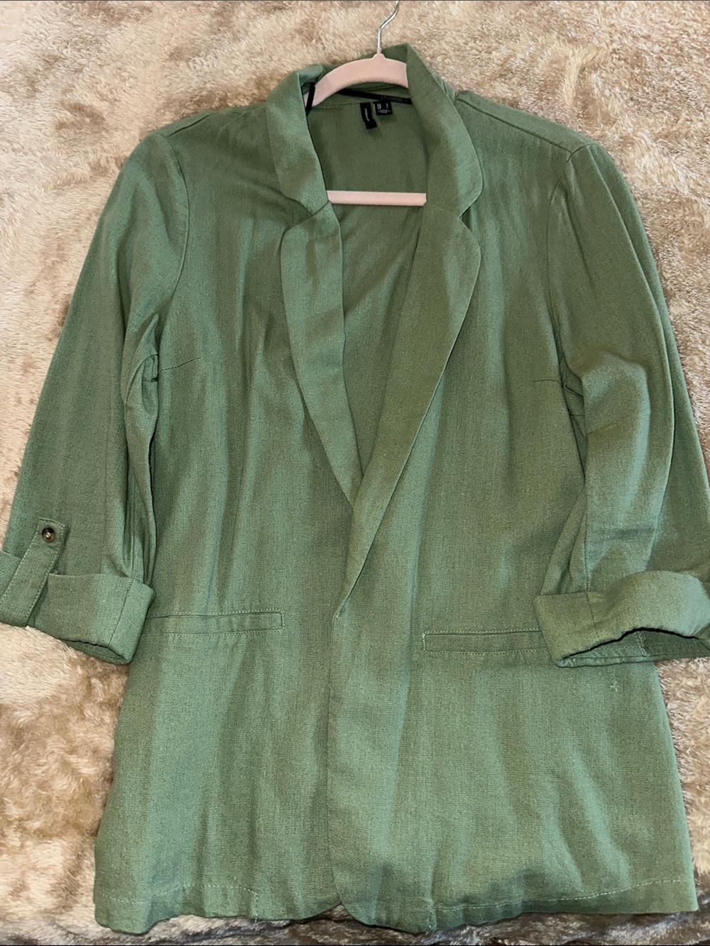 Light Mint Green Open Front Blazer